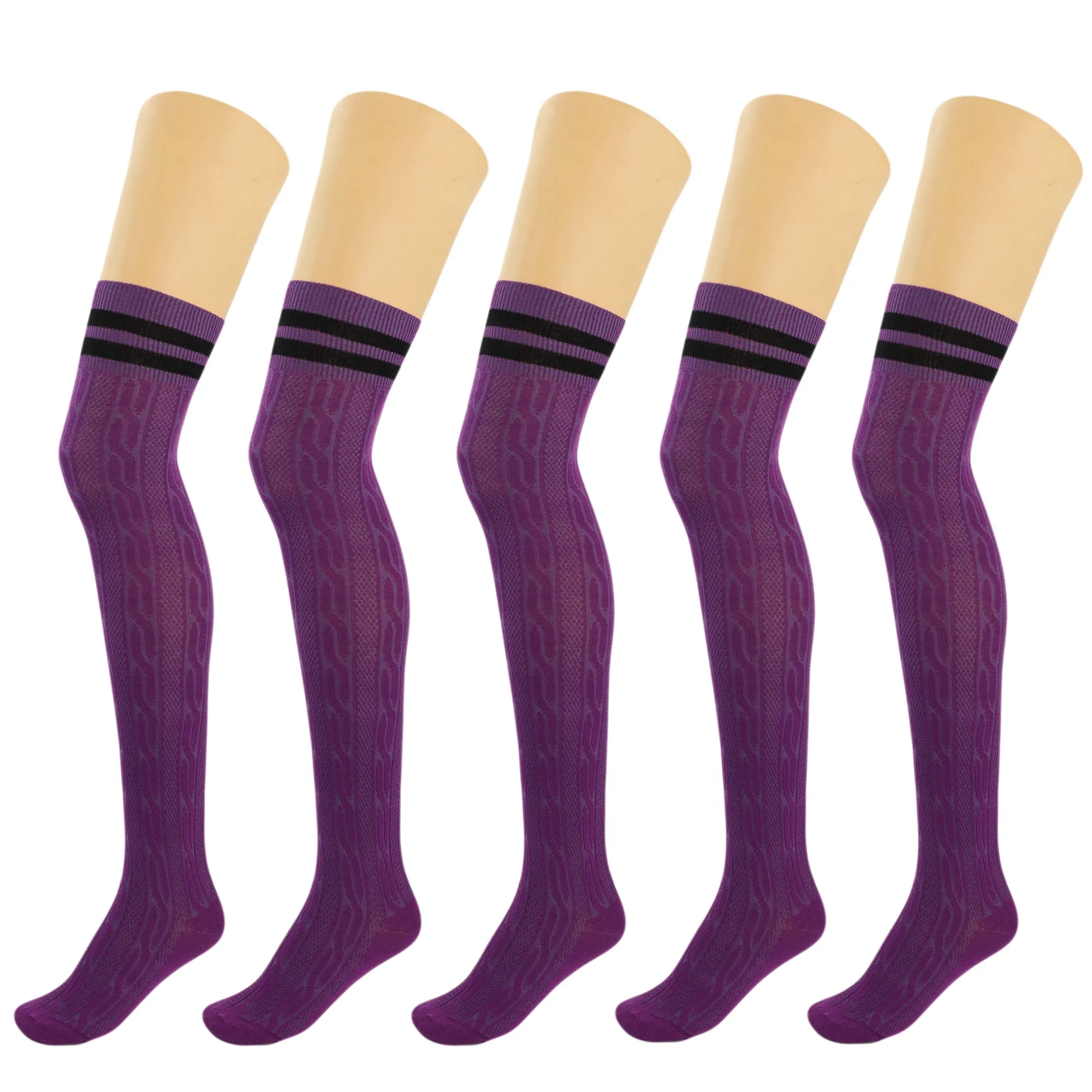 5 Pairs Over Knee Thigh High Cotton Socks for Women Warm Boot Leg Warmer