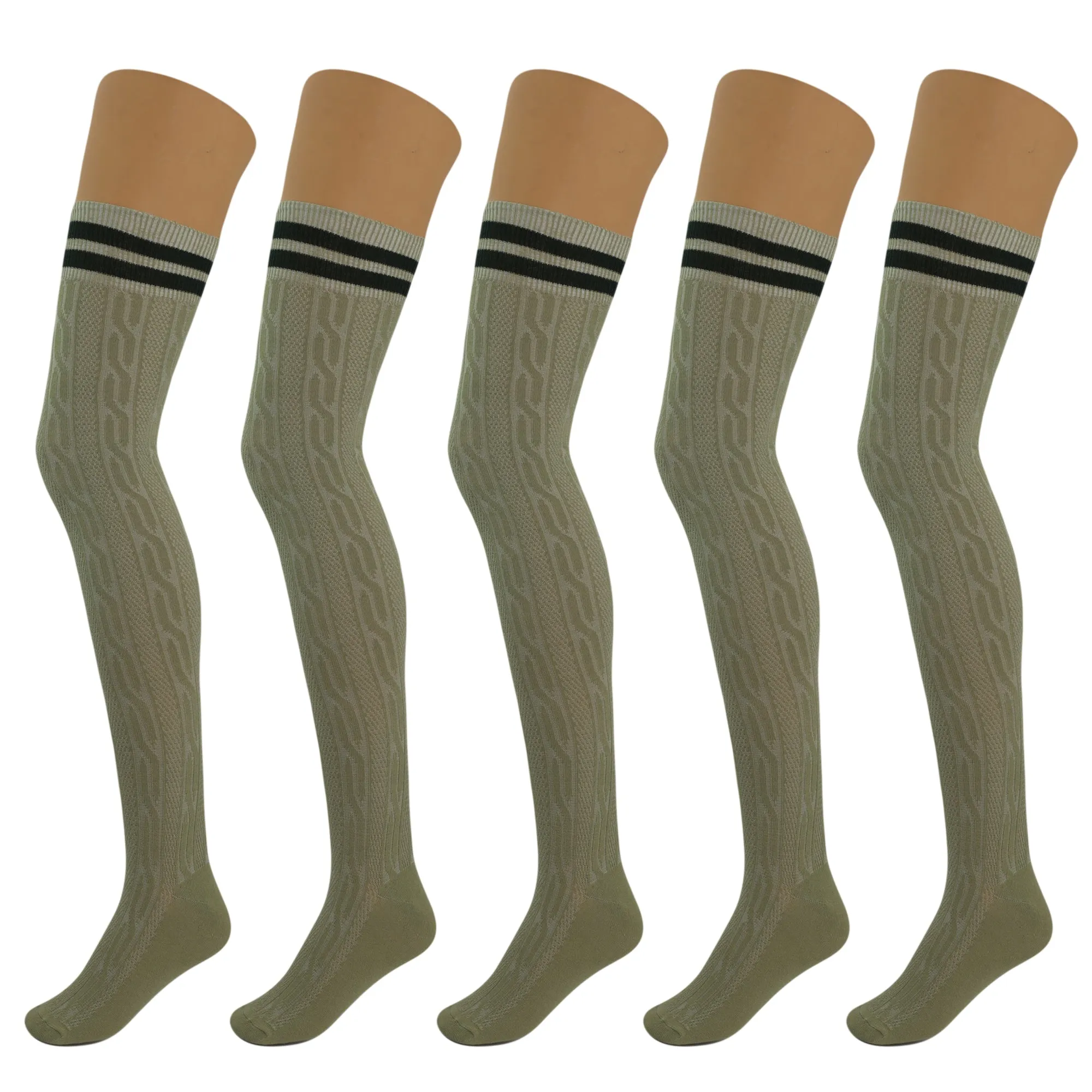 5 Pairs Over Knee Thigh High Cotton Socks for Women Warm Boot Leg Warmer