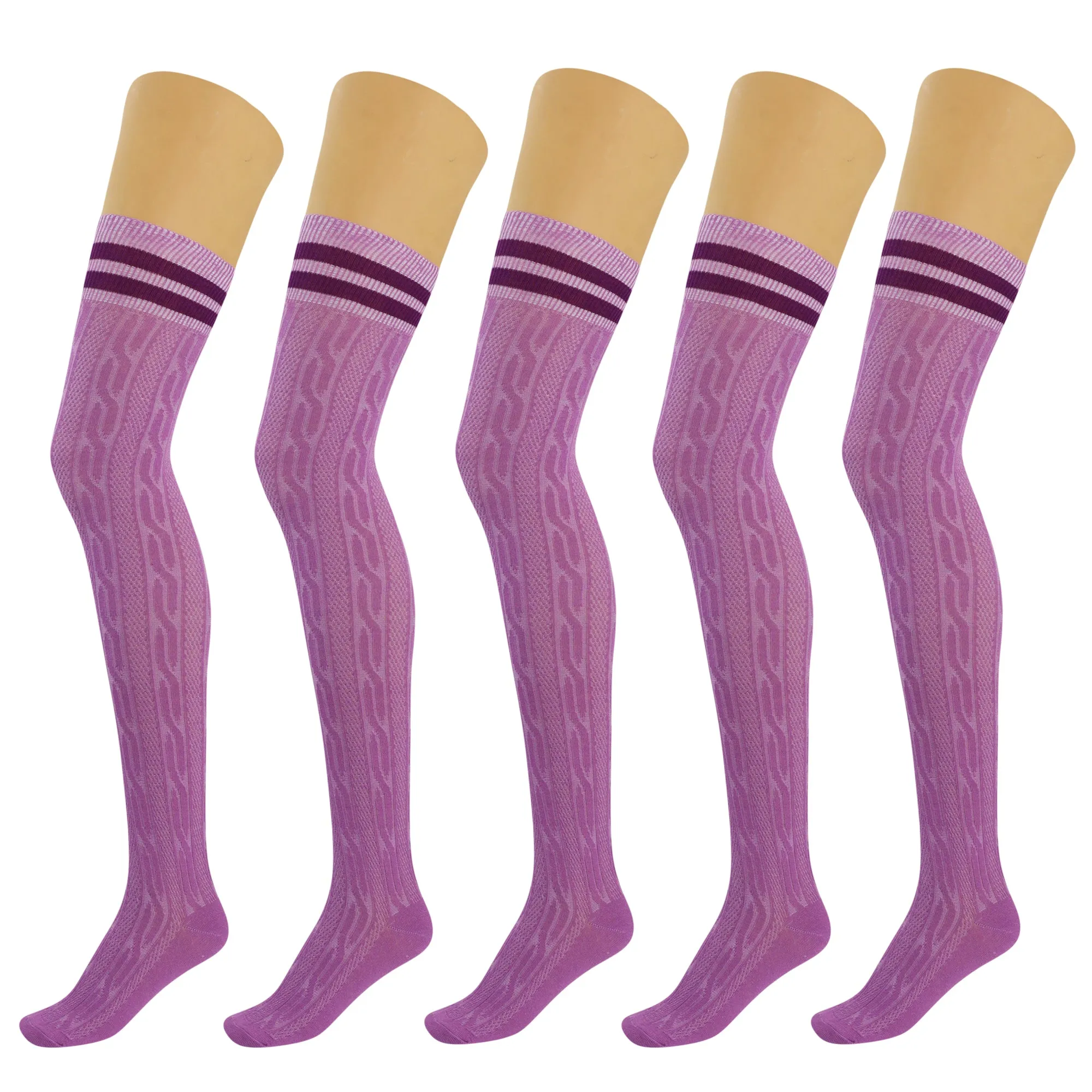 5 Pairs Over Knee Thigh High Cotton Socks for Women Warm Boot Leg Warmer