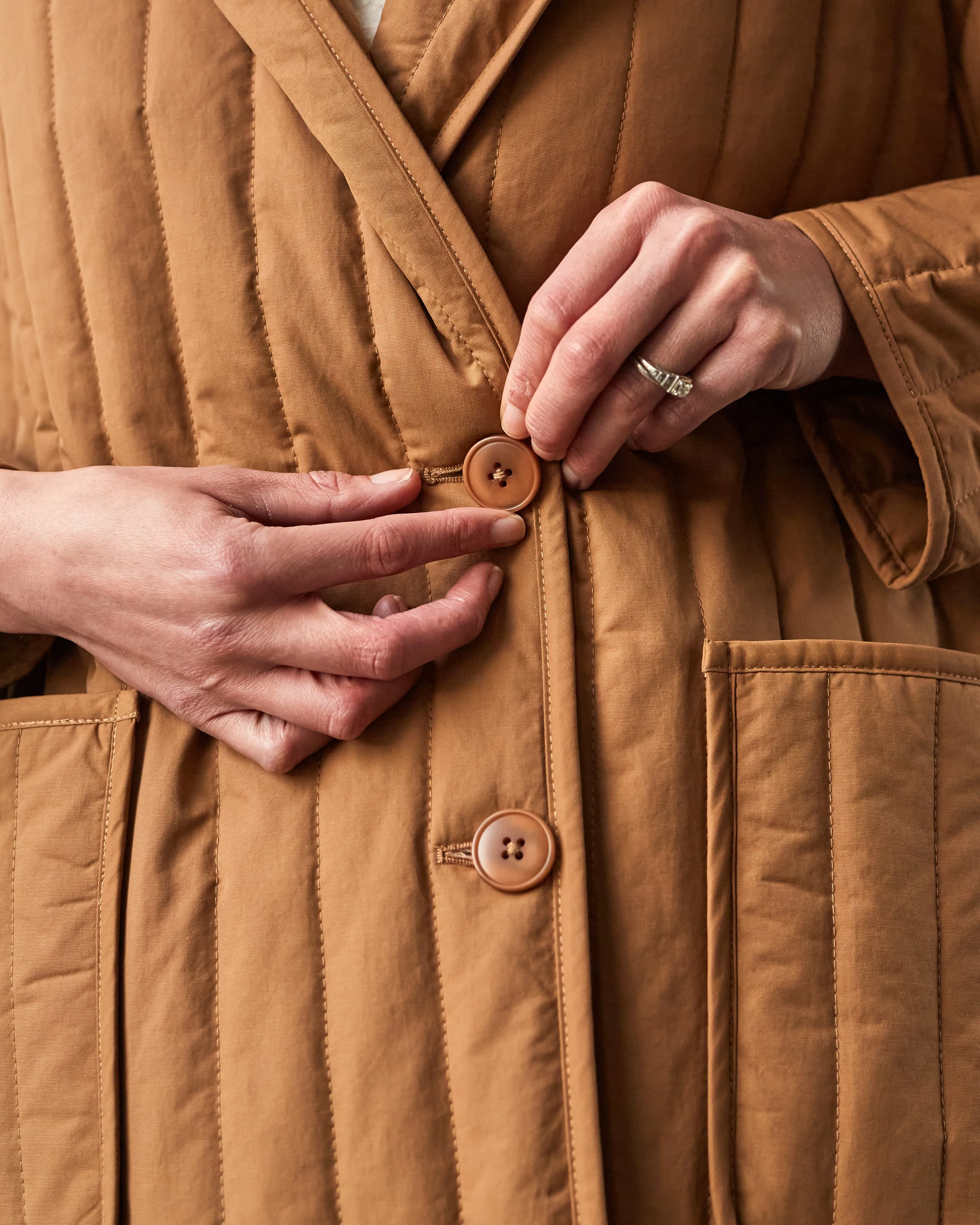 7115 Hooded Quilted Jacket, Caramel