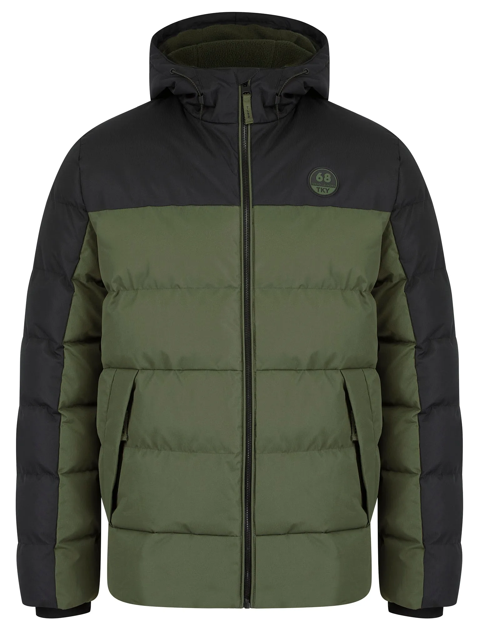 Abu Micro-Fleece Lined Quilted Puffer Jacket with Hood in Deep Depths Green - Tokyo Laundry