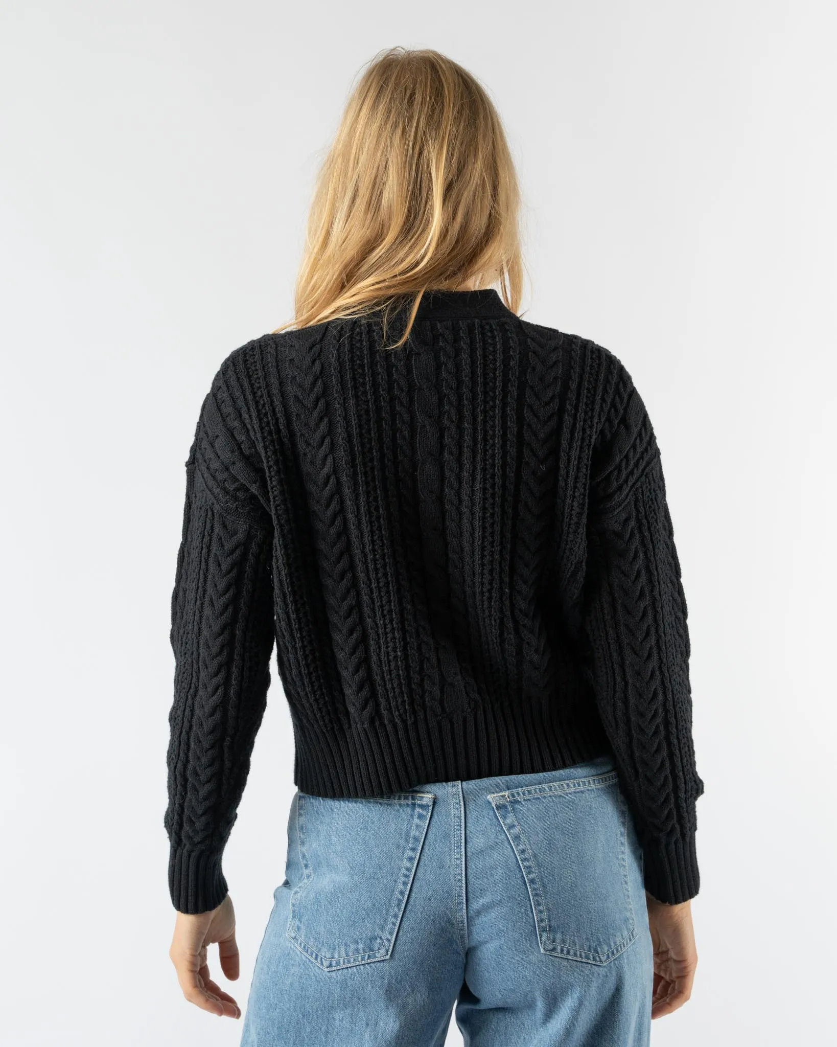 Alex Mill Cable Knit Nico Chunky Cardigan in Black