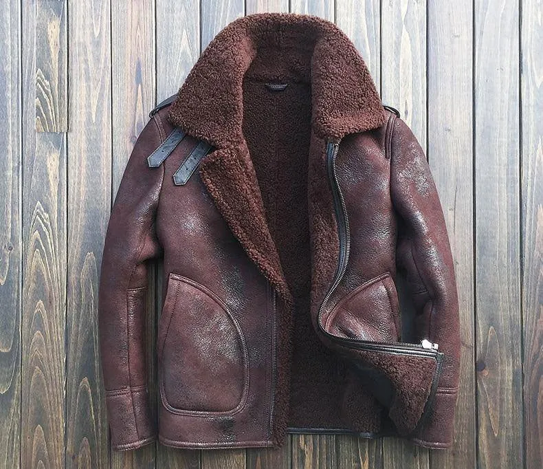 B3 Bomber sheepskin leather shearling wool jackets