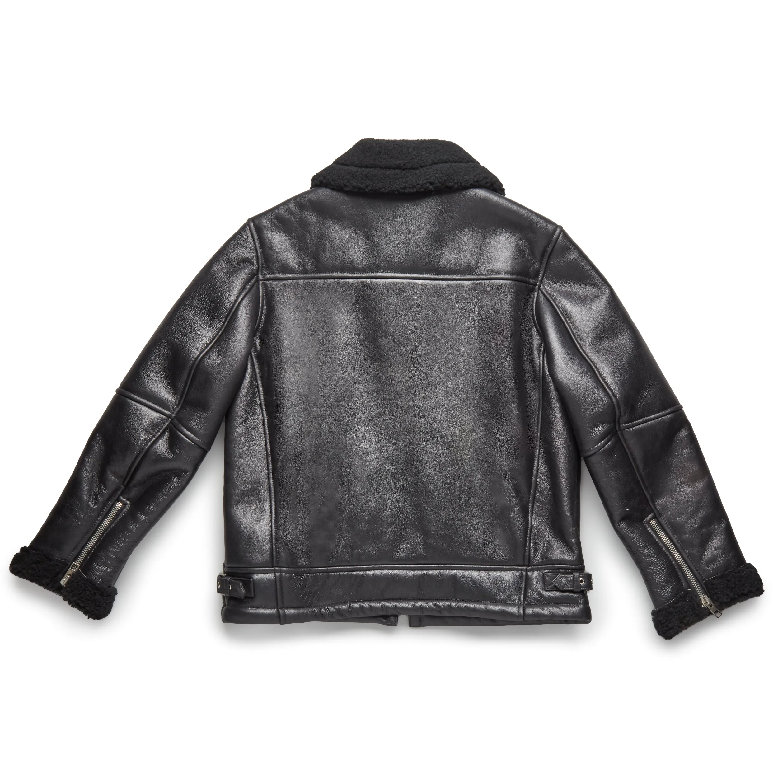 B3 SHEARLING FLIGHT LEATHER JACKET - OLD BLACK