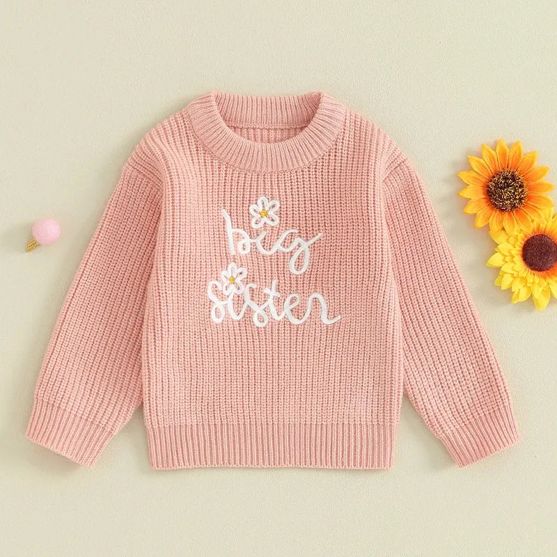 BIG SISTER Flower Knitted Sweater