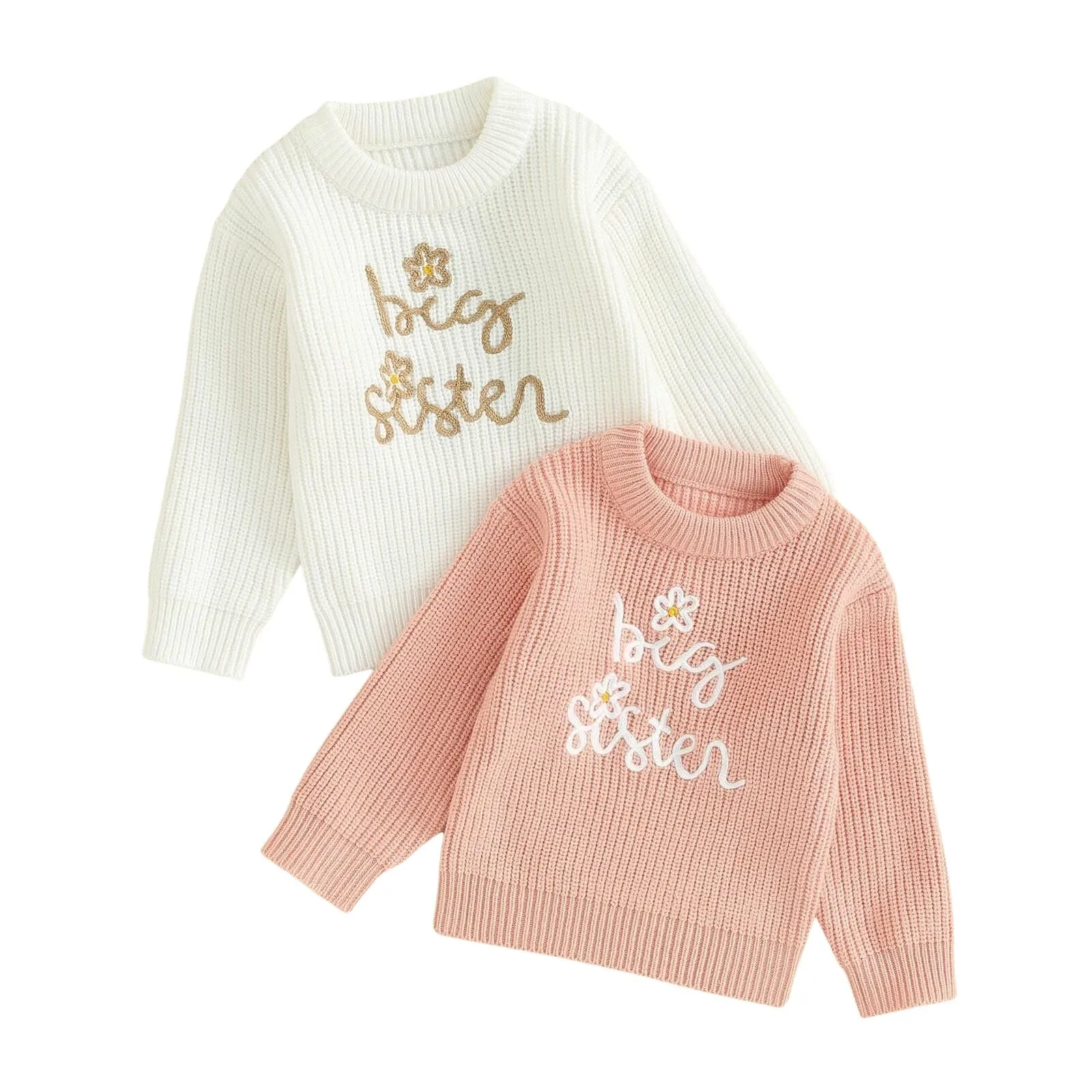 BIG SISTER Flower Knitted Sweater