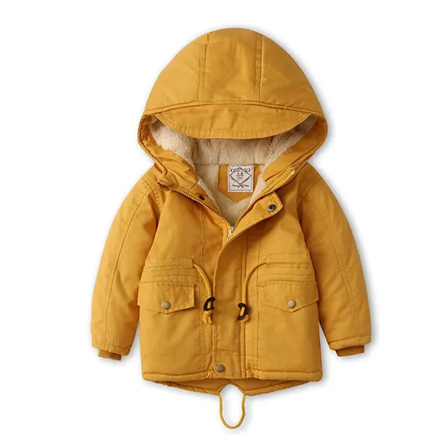 Children Winter Fleece Outdoor Jackets for Boys Hooded Warm Kids Boy Outerwear Windbreaker Fall Baby Boy Coats