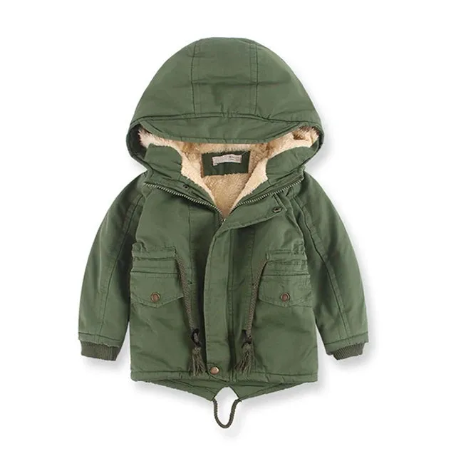 Children Winter Fleece Outdoor Jackets for Boys Hooded Warm Kids Boy Outerwear Windbreaker Fall Baby Boy Coats