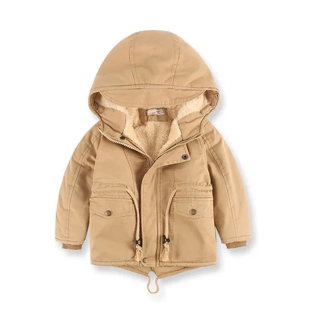 Children Winter Fleece Outdoor Jackets for Boys Hooded Warm Kids Boy Outerwear Windbreaker Fall Baby Boy Coats