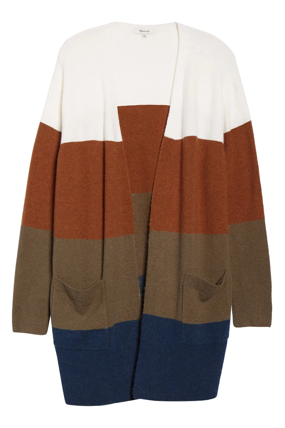 Colorblock Longline Cardigan with Pocket