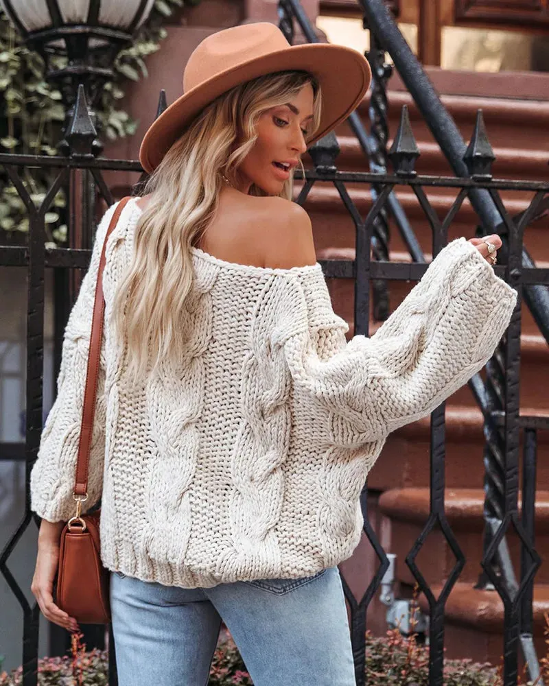 Cozy Chunky Cable Knit Oversized Sweater Jumper