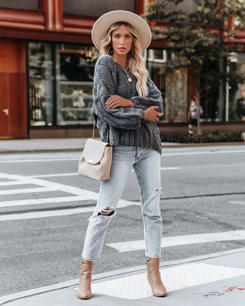 Cozy Chunky Cable Knit Oversized Sweater Jumper