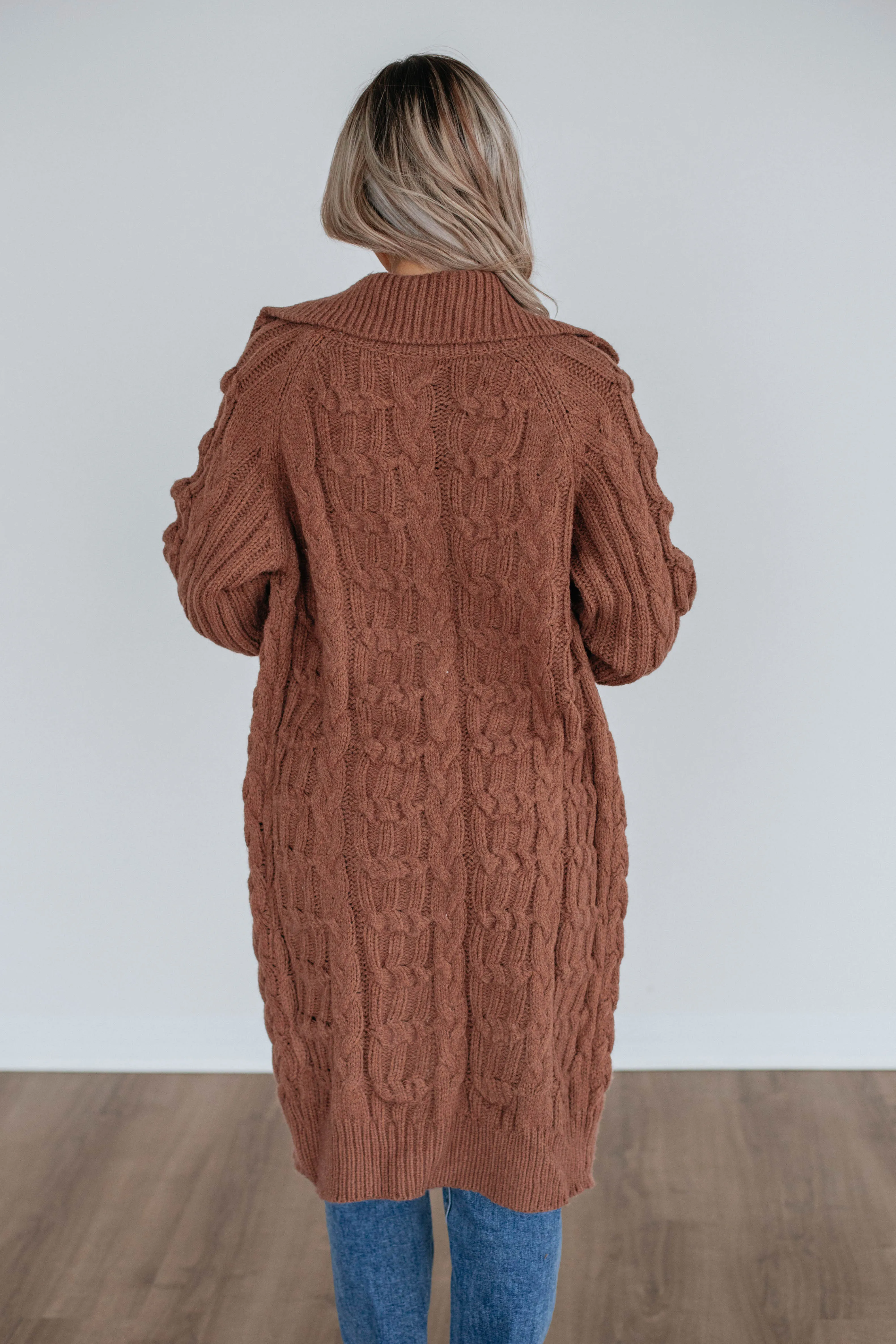 Danna Cable Knit Cardigan - Mocha