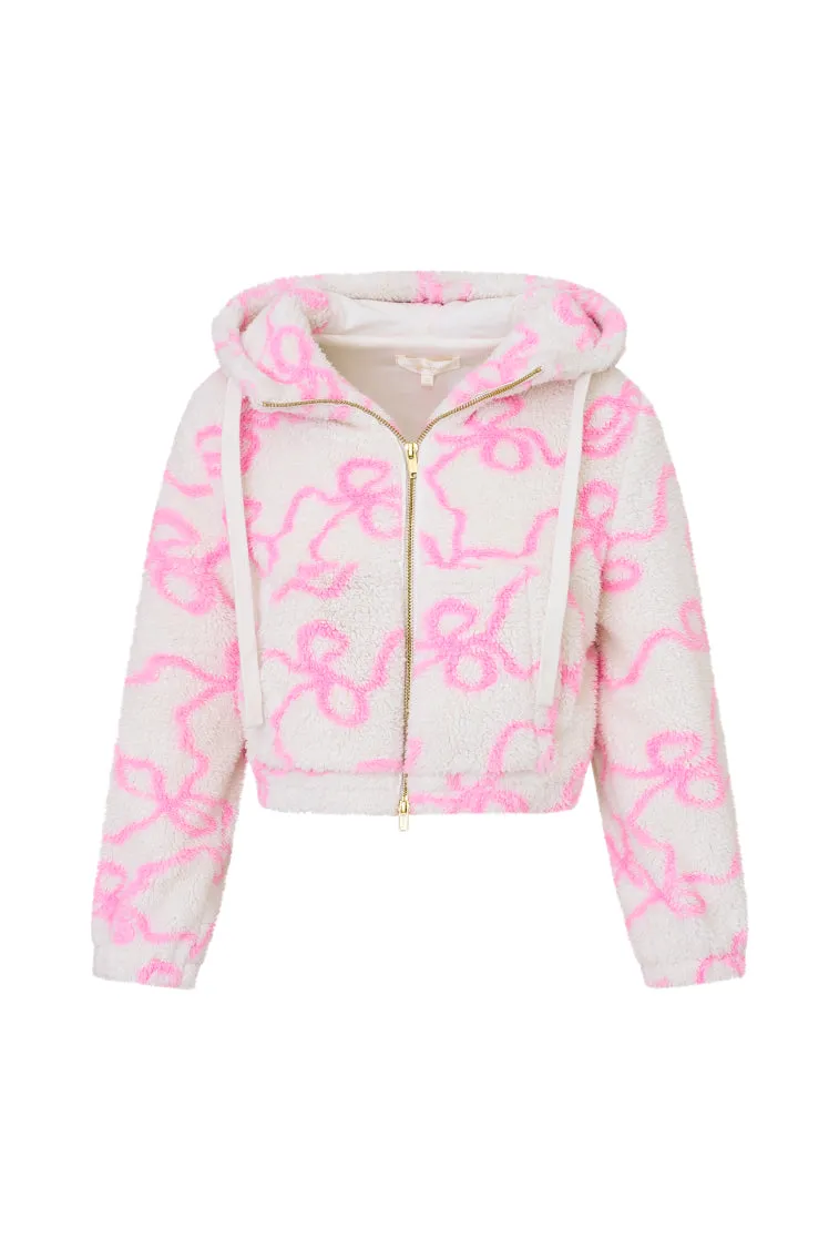 Darcelle Bow Print Teddy Bomber