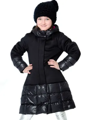 Deux Par Deux Puffy Long Coat Black Girls Size 8