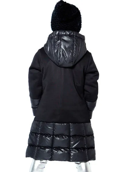 Deux Par Deux Puffy Long Coat Black Girls Size 8