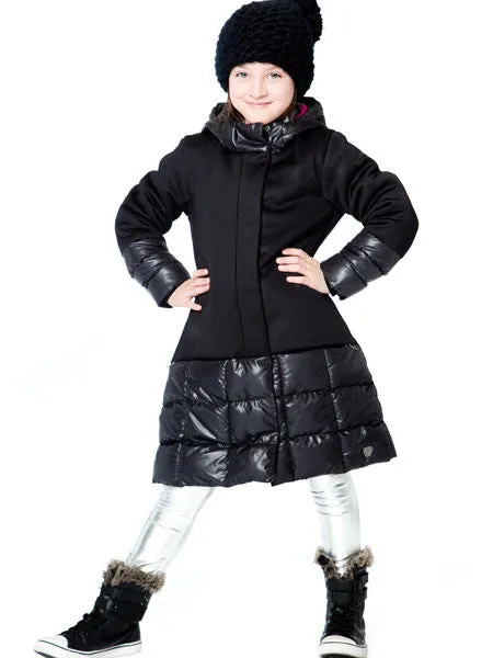 Deux Par Deux Puffy Long Coat Black Girls Size 8