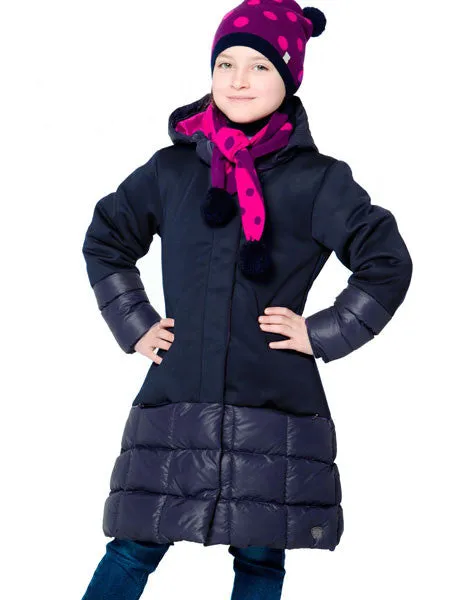 Deux Par Deux Puffy Long Coat Eclipse Blue Sizes 5, 6