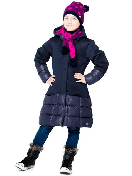 Deux Par Deux Puffy Long Coat Eclipse Blue Sizes 5, 6