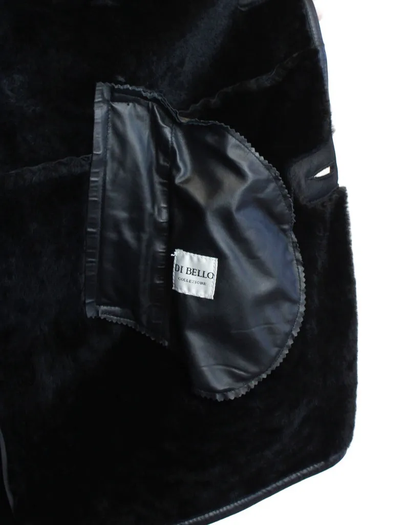 DI BELLO - MEN'S BLACK SHEARLING COAT, SHEEPSKIN LEATHER