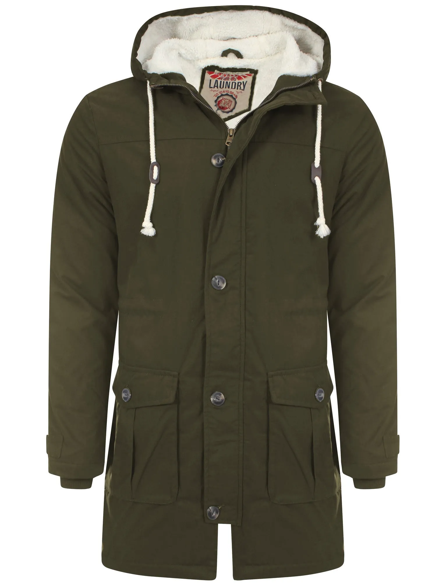 Dierk 2 Borg Lined Parka Jacket in Amazon Khaki - Tokyo Laundry