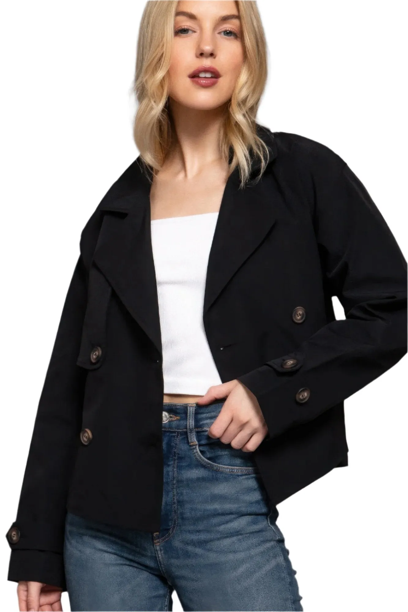 Double Breasted Short Trench Jacket