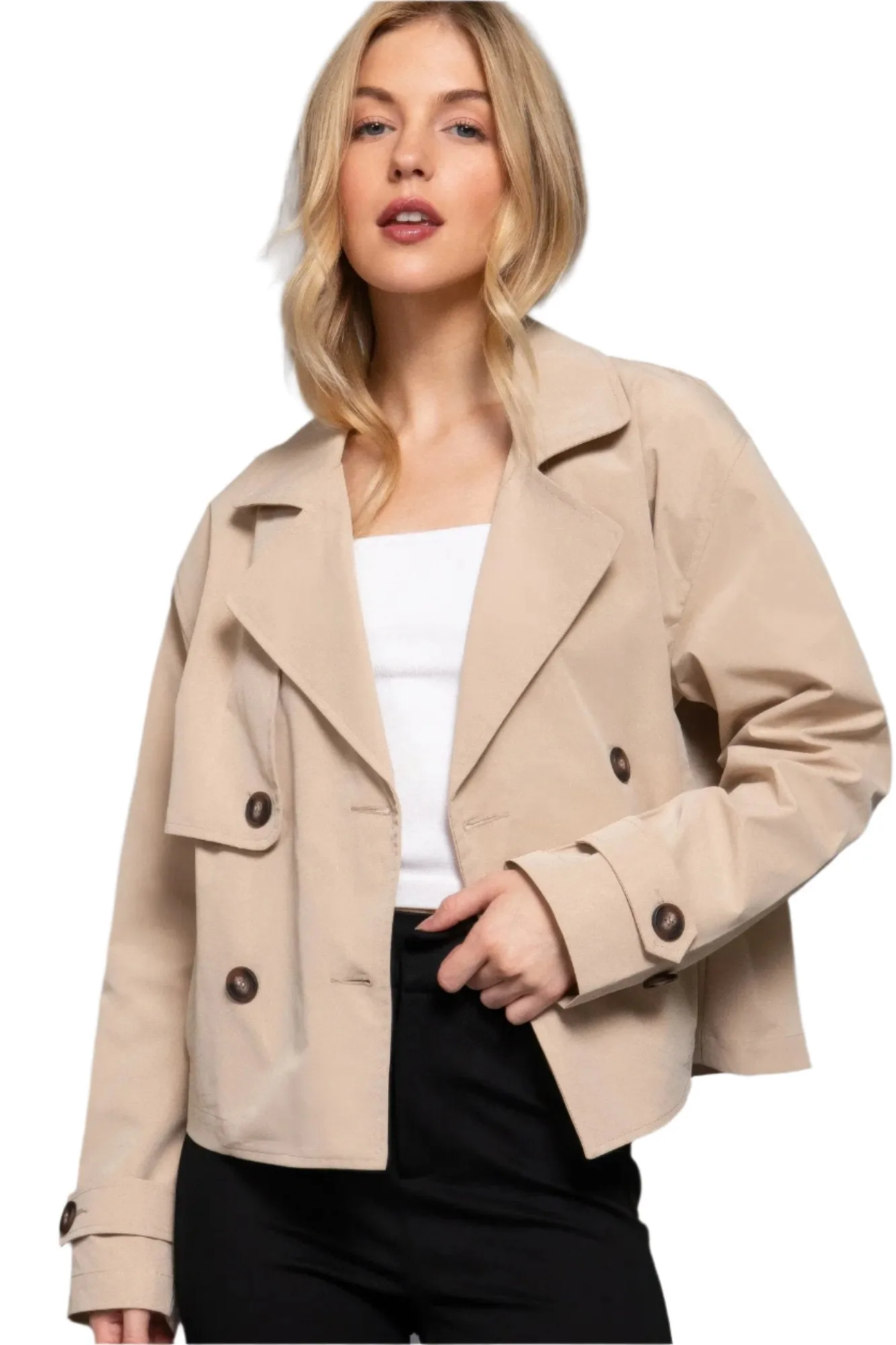 Double Breasted Short Trench Jacket