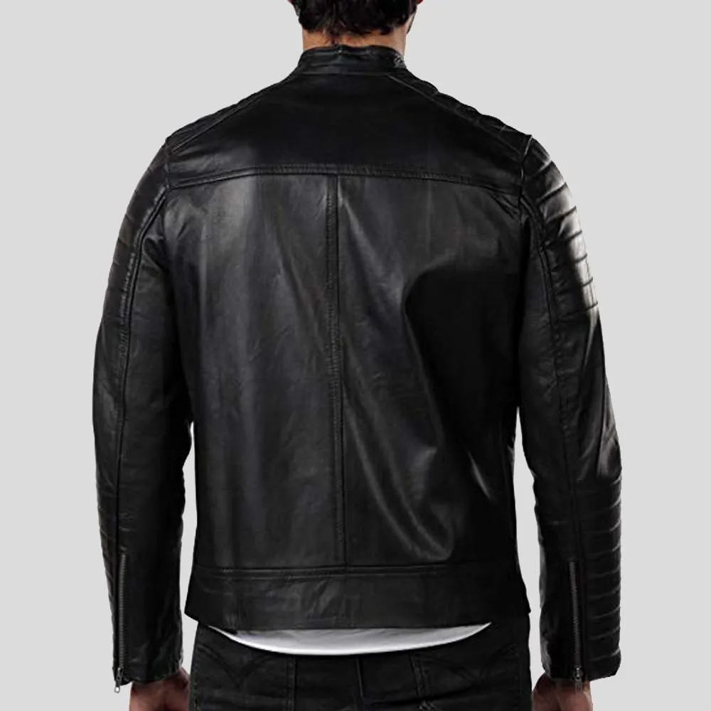 Elon Black Motorcycle Leather Jacket