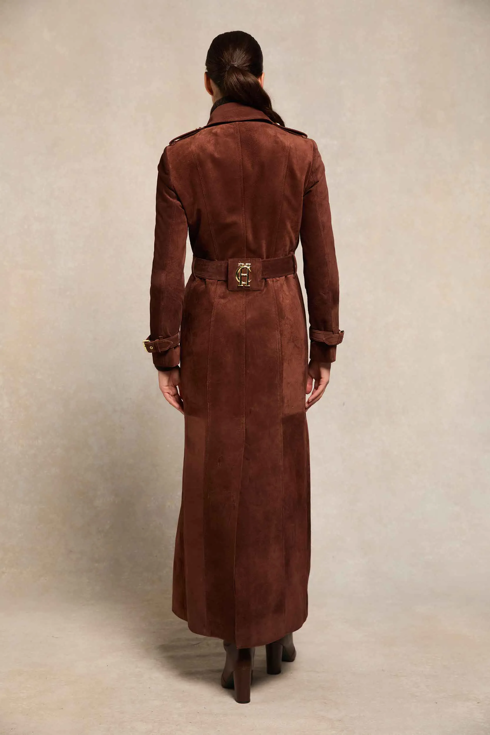 Full Length Marlborough Trench Coat (Chocolate Suede)