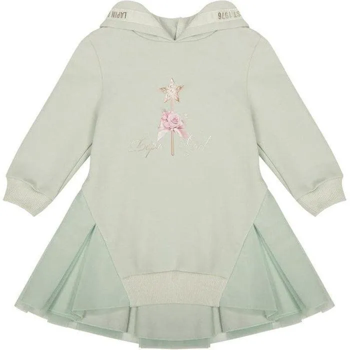 Girls Mint Green Tulle Trim Dress