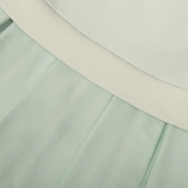 Girls Mint Green Tulle Trim Dress