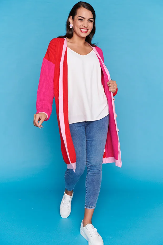 Hemi Colourblock Longline Cardi