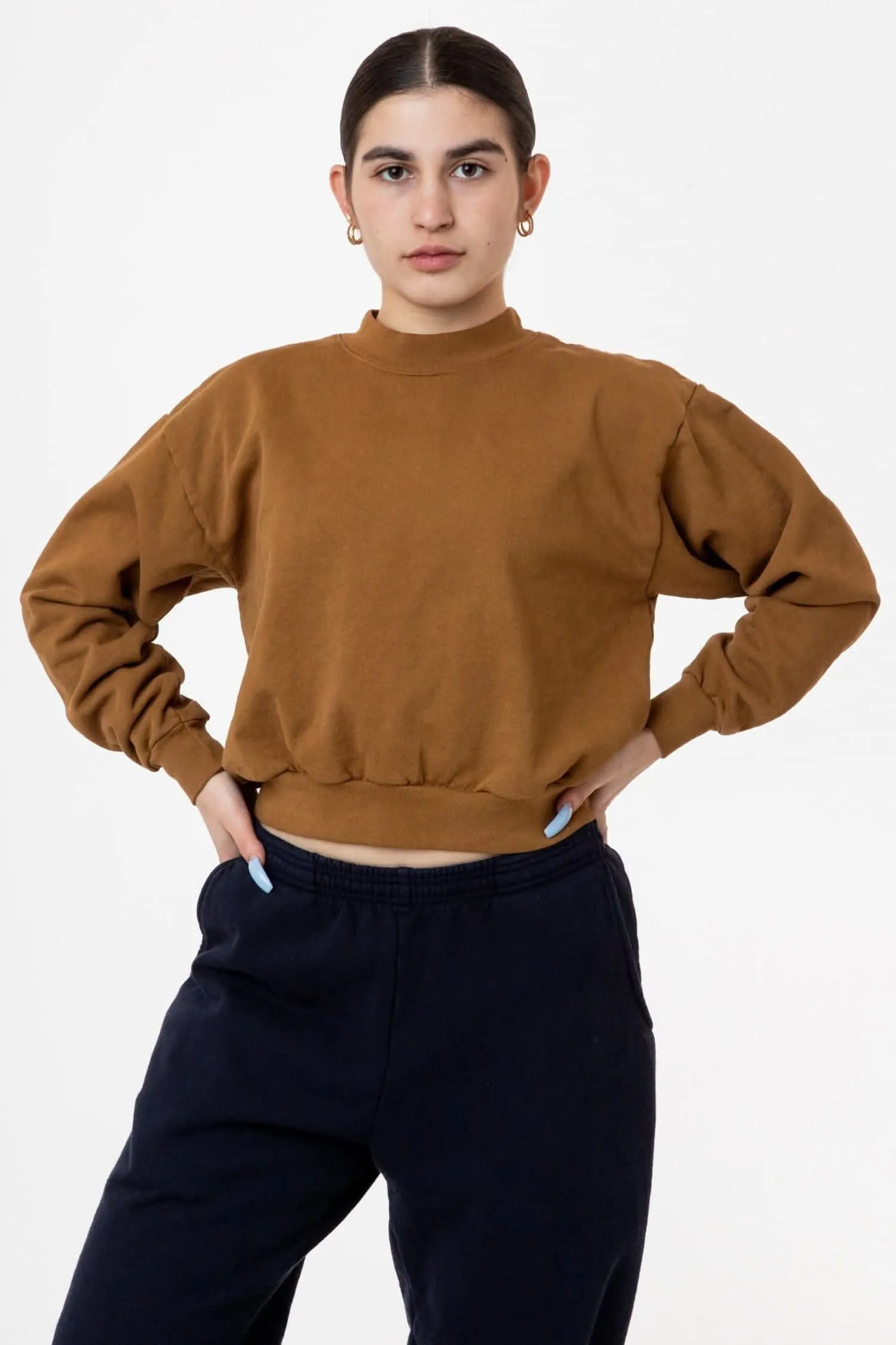 HF06 - Heavy Fleece Cropped Mock Neck Pullover (Garment Dye 2)