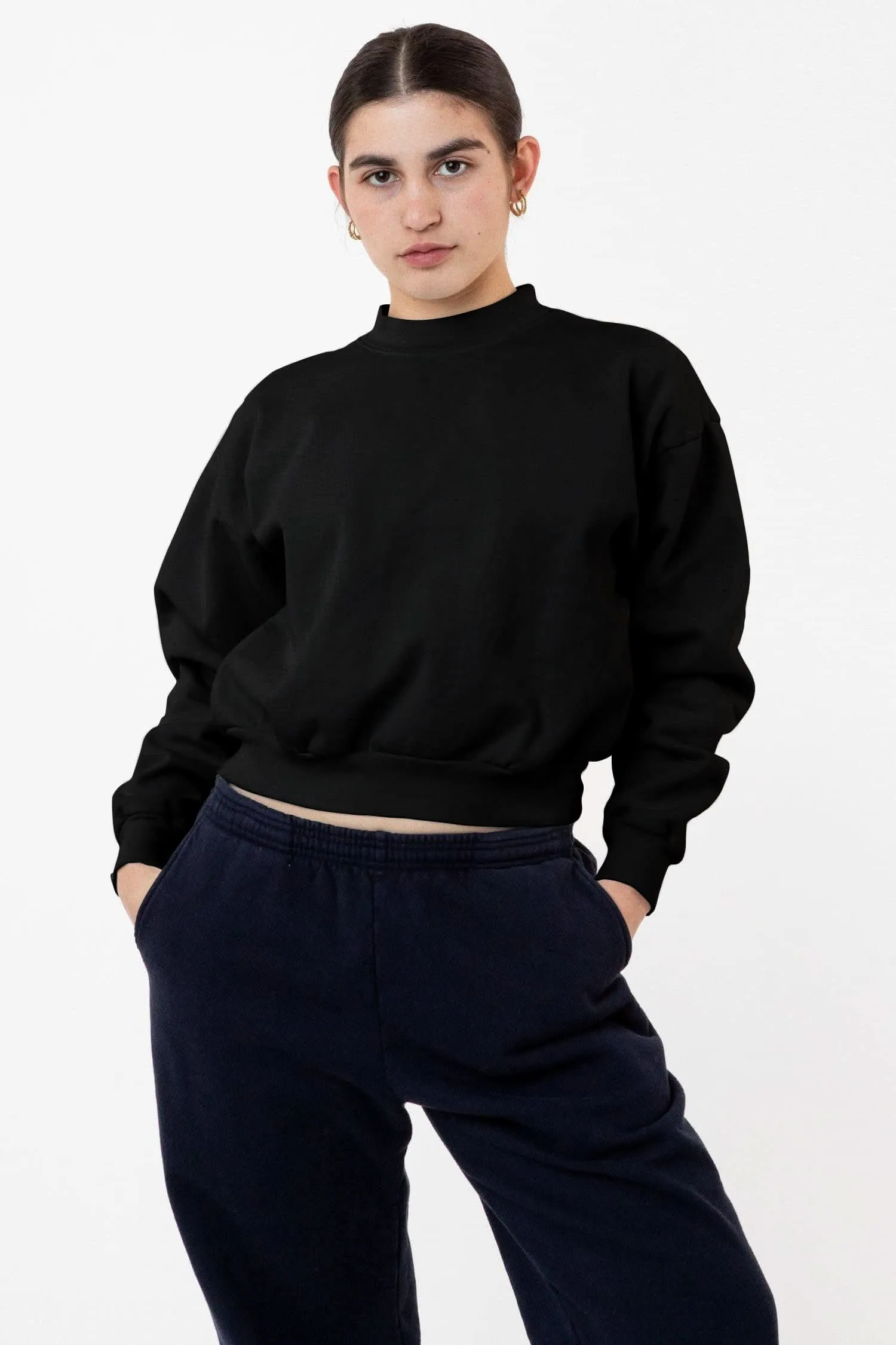 HF06 - Heavy Fleece Cropped Mock Neck Pullover (Garment Dye 2)