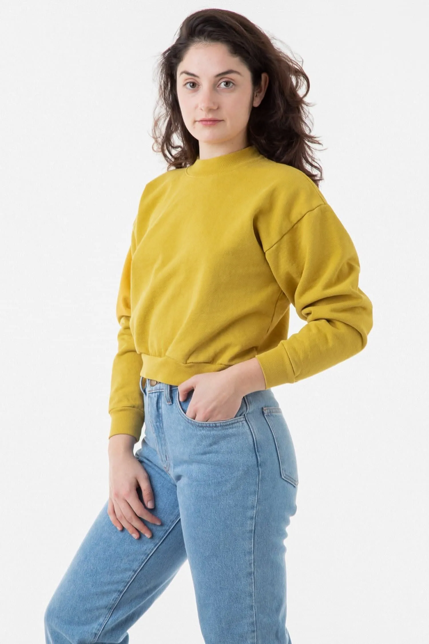 HF06 - Heavy Fleece Cropped Mock Neck Pullover (Garment Dye)