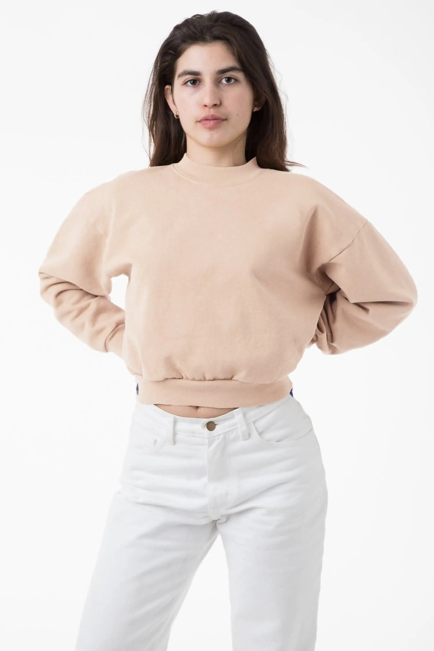 HF06 - Heavy Fleece Cropped Mock Neck Pullover (Garment Dye)