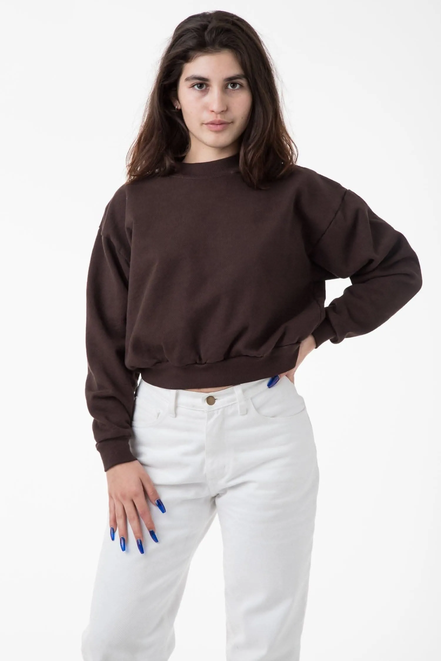 HF06 - Heavy Fleece Cropped Mock Neck Pullover (Garment Dye)