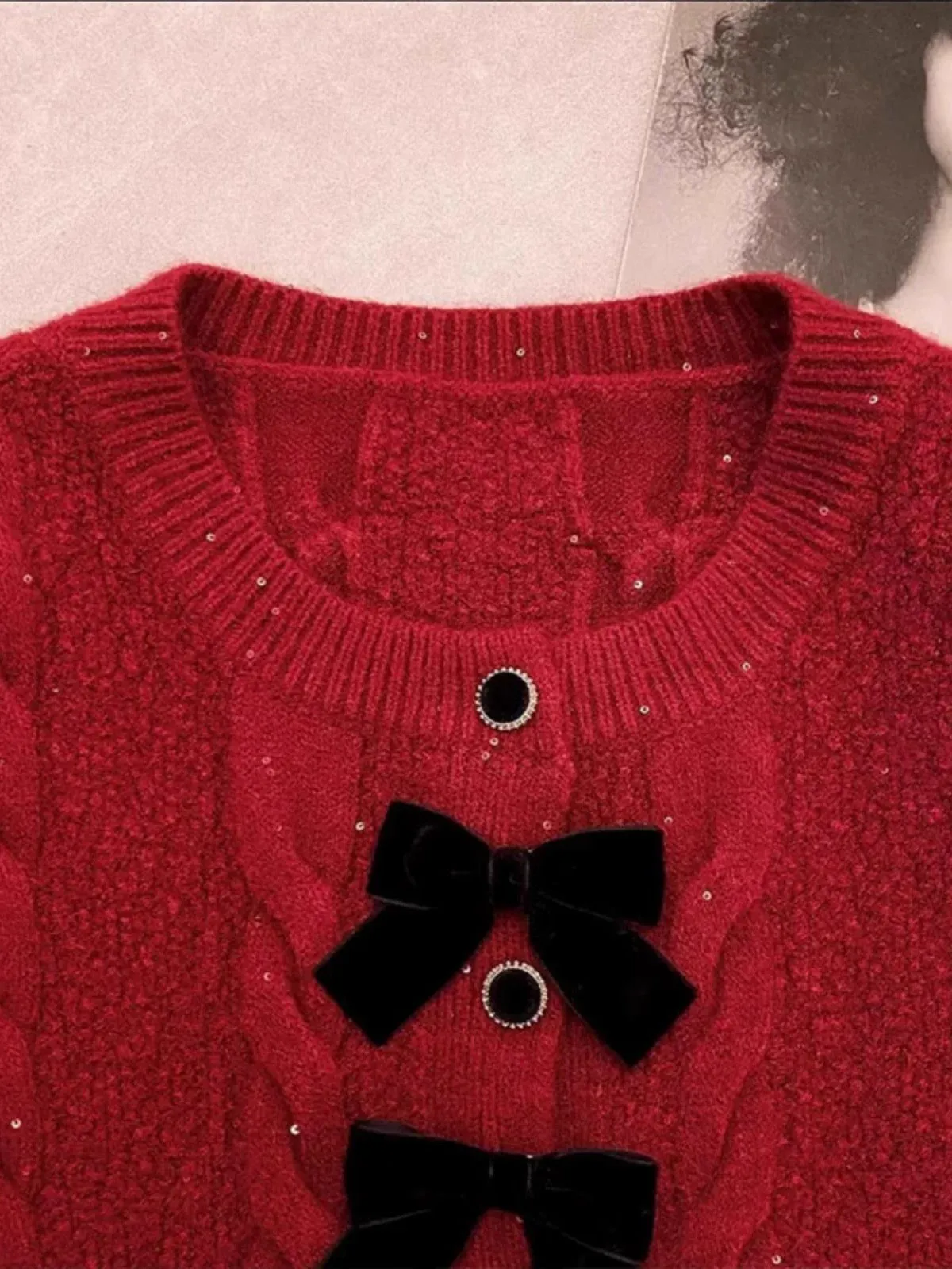 Ivyshape | Cute Woolen Sweater with Bow Detail