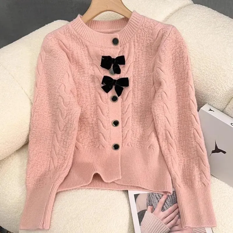 Ivyshape | Cute Woolen Sweater with Bow Detail