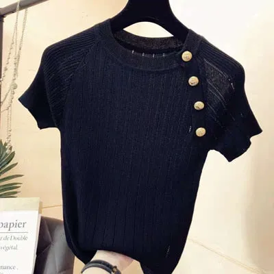 Knitted Button detail Blouse