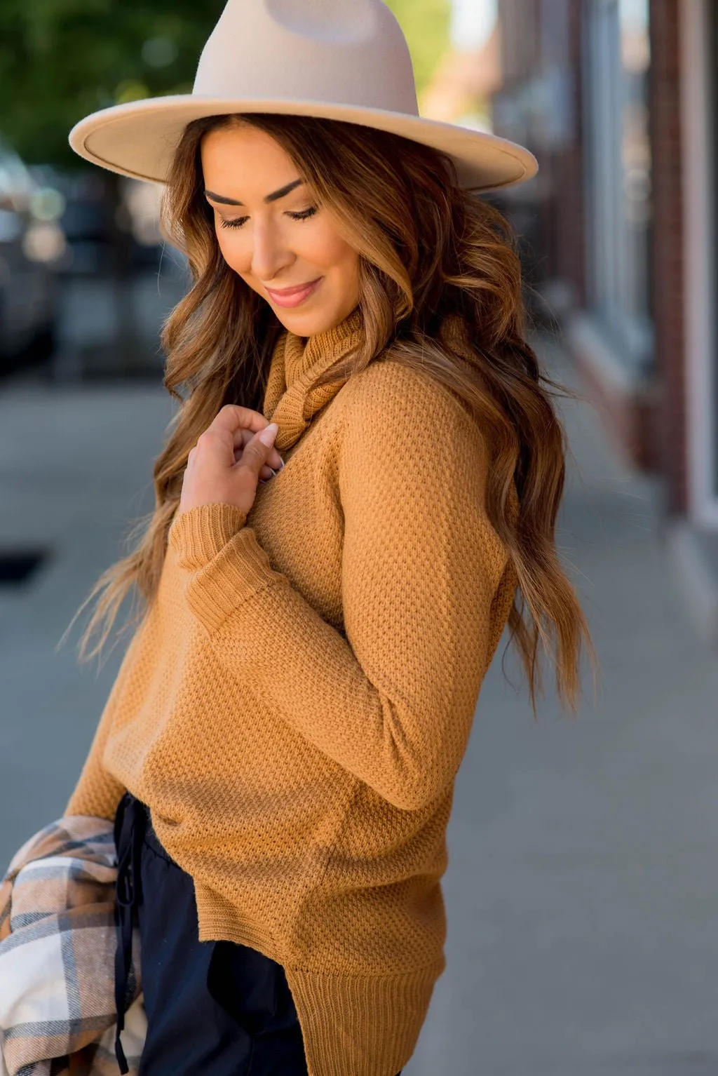 Knitted Cowl Neck Sweater