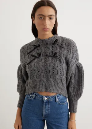 Lace Stitch Chunky Bow Knit Jumper