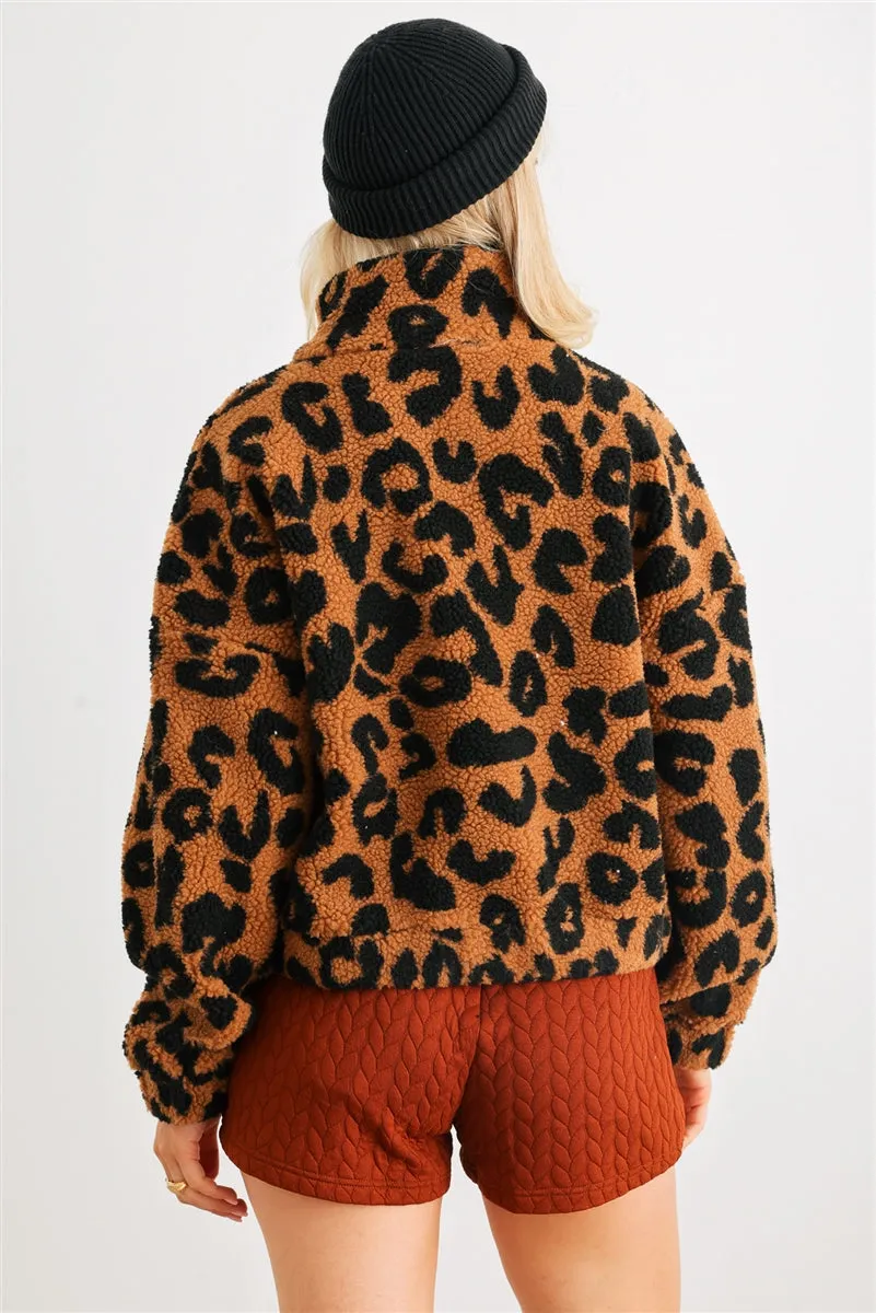 Leopard Teddy Zip-up Jacket