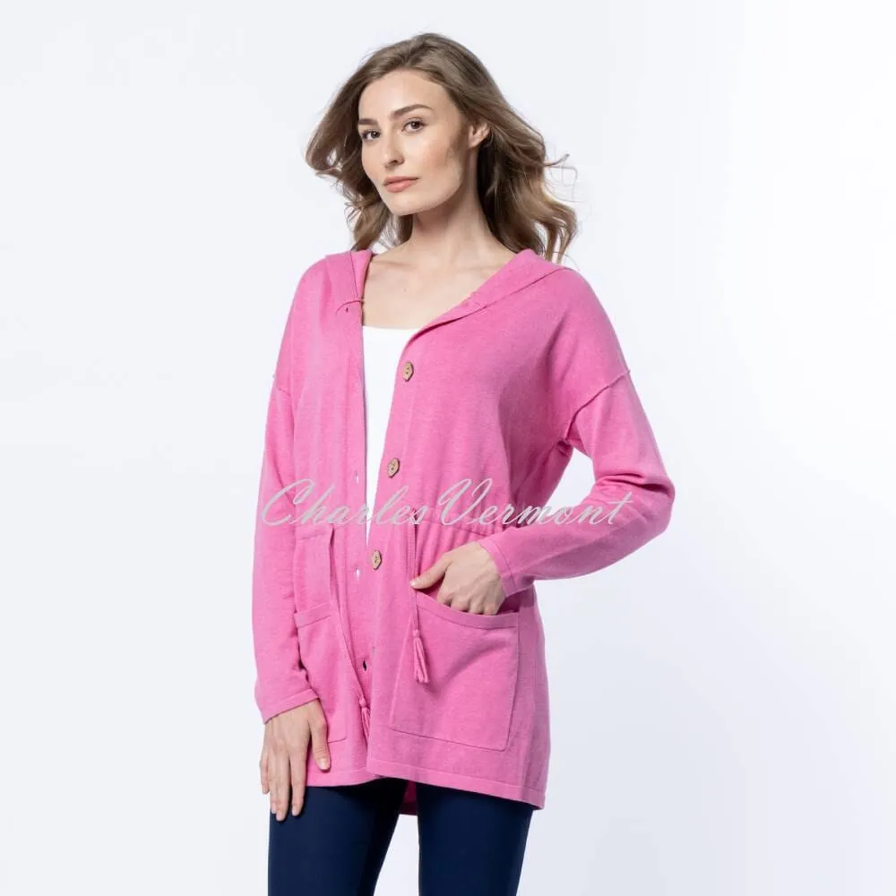 Marble Longline Button Cardigan with Hood - Style 6569-194 (Pink)