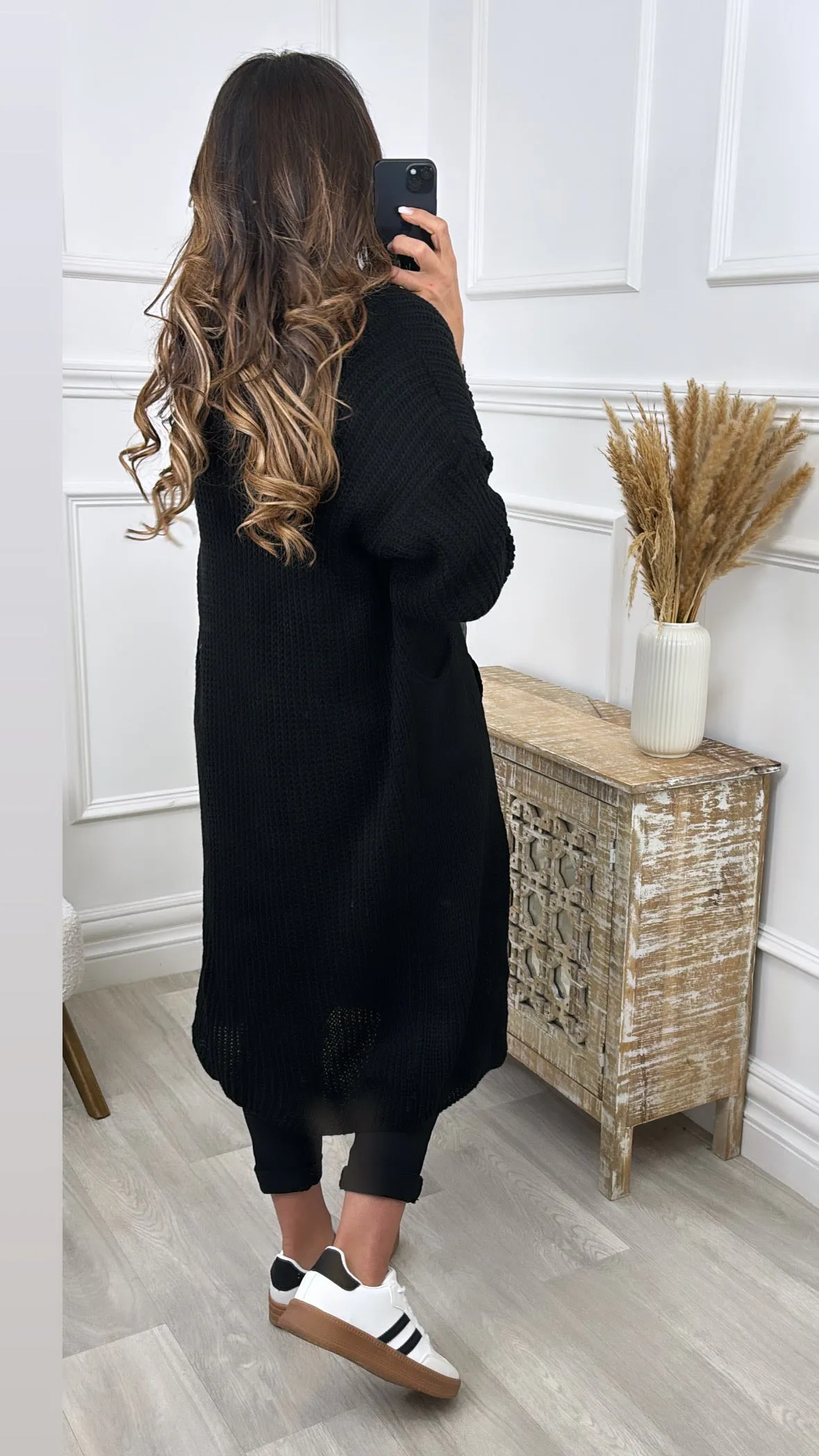 Margaret Black Longline Cardigan