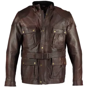 Men's Premium Brown Benjamin Button Long Leather Jacket