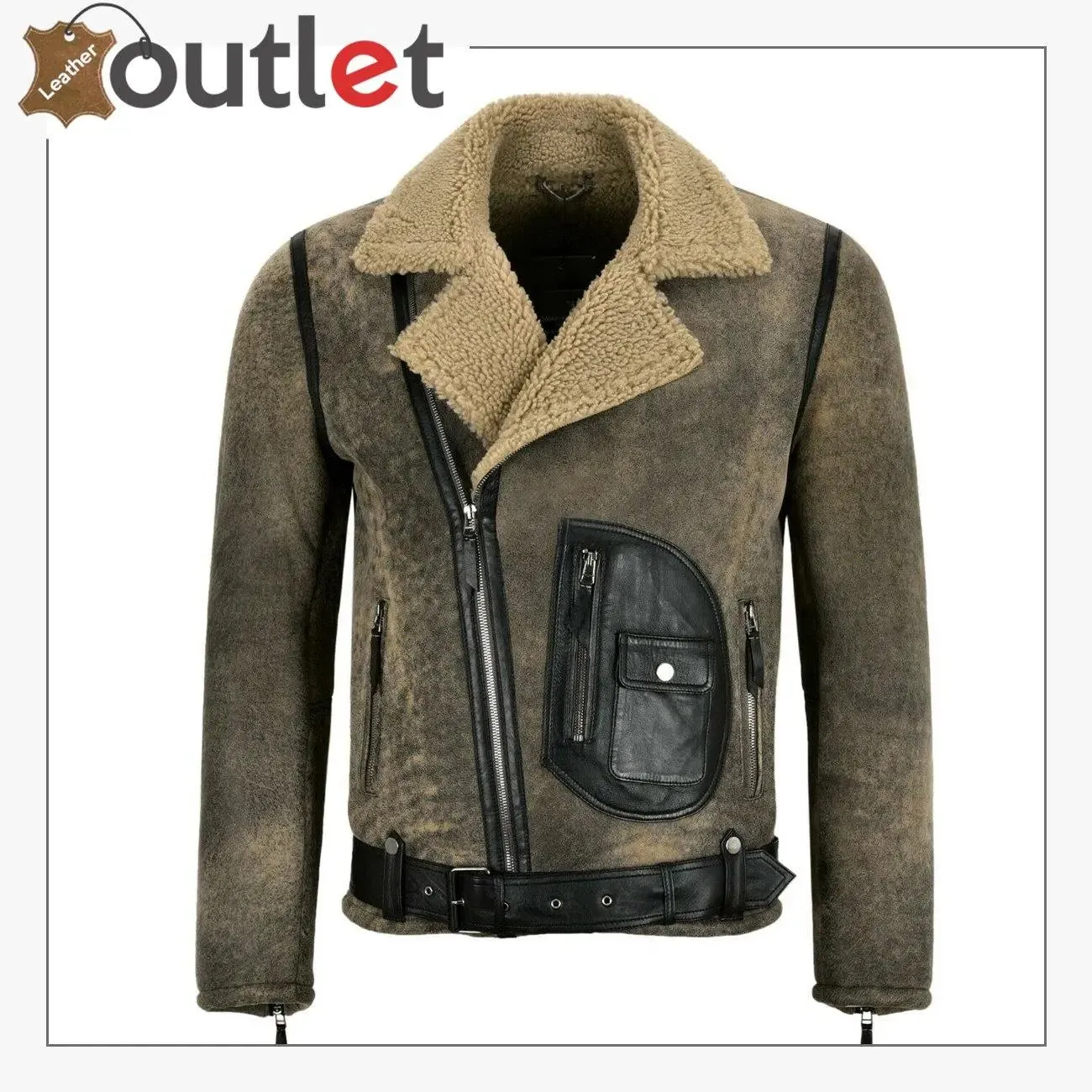 Mens RAF B3 Sheepskin Flying Leather Bomber Jacket