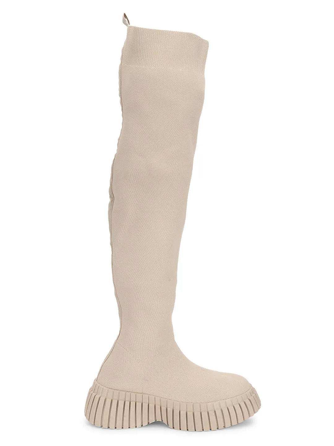 Nude Knitted High-End-Fashion Stylish Knee Boots (TC-RS3669-NUD)