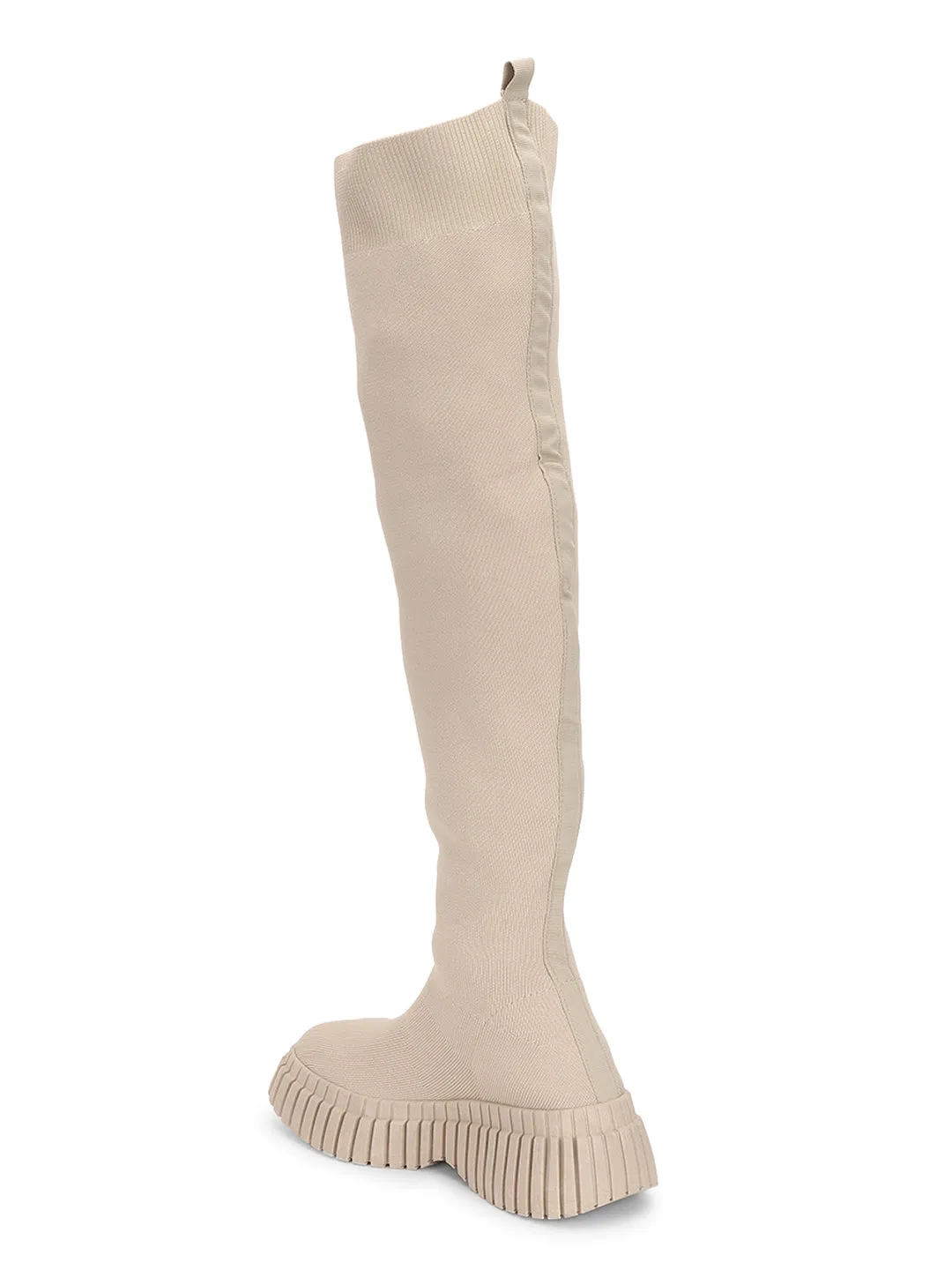 Nude Knitted High-End-Fashion Stylish Knee Boots (TC-RS3669-NUD)