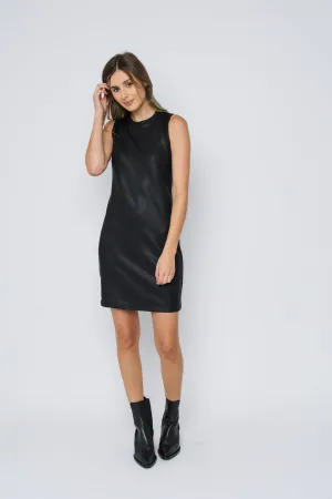 Oakley-Faux Leather Shift Dress